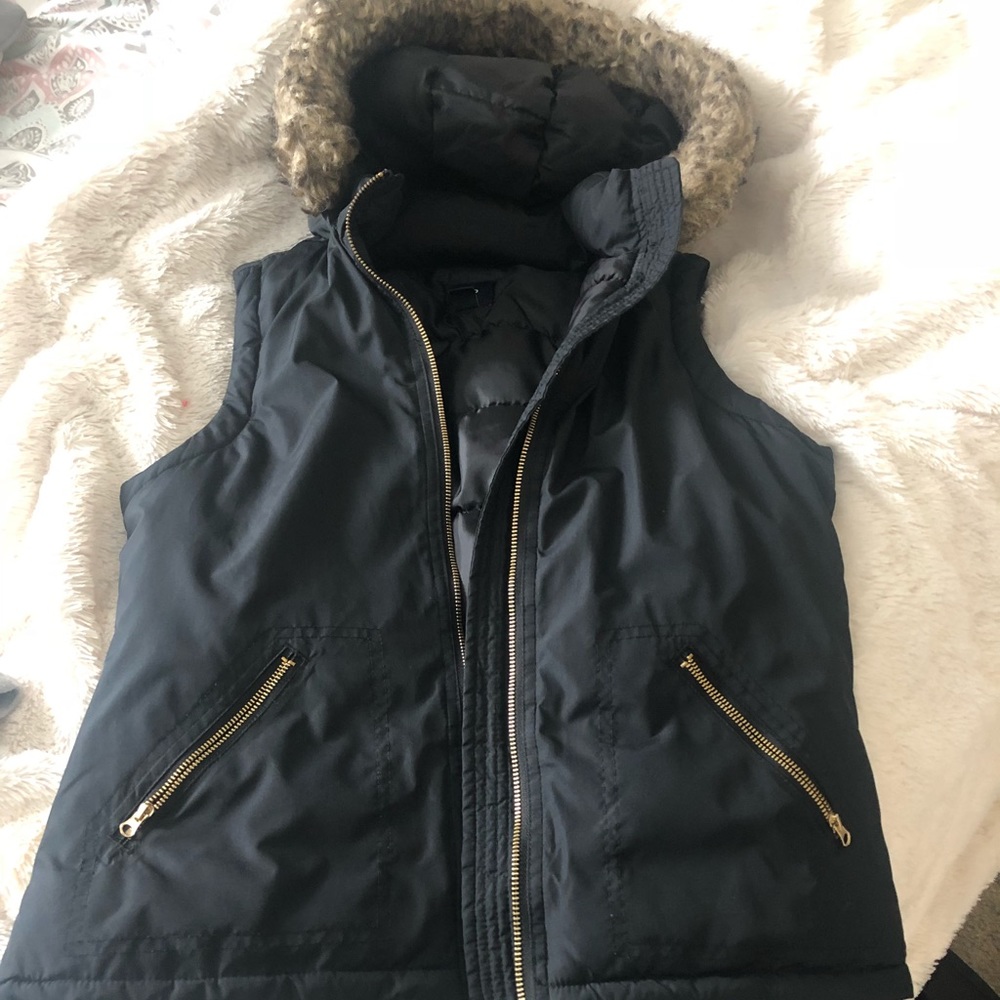 Black Vest with Faux Fur hood